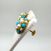 Vintage Antique 9ct Gold Turquoise & Pearl Earrings Screw On Unpierced Ears 4.8g