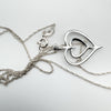 Diamond Double Open Heart Pendant & 18” Necklace in Sterling Silver 925 *