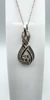 NEW Diamond Infinity Pendant & 18” Necklace in Sterling Silver 925 *