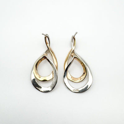 Large Vermeil Two Tone Infinity Drop Earrings in Sterling Silver 925