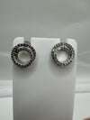 Sterling Silver Swirly Circles CZ Stud Earrings 925 *