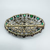 Antique Natural Emerald & Rose Cut Diamond Brooch in Gold / Silver 7g