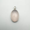 Large Oval Rose Quartz Pendant in Sterling Silver 925