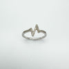 Diamond Heartbeat / Zig Zag Ring in Sterling Silver 925 Size P - Q