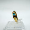 9ct Gold Half Hoop Turquoise & Pearl Ring Size N - O