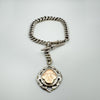 Antique 1920 Albert Chain & 9ct Rose Gold Medal Fob Sterling Silver Heavy 49g *