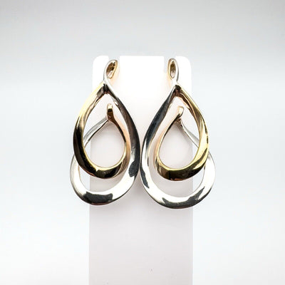 Large Vermeil Two Tone Infinity Drop Earrings in Sterling Silver 925