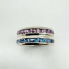 Chunky Double Row Full Eternity Ring in Sterling Silver with Topaz Amethyst 10g