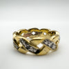 2x Diamond Set Criss Cross Gold Plated Ring Size O - P