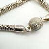 Unusual 17.5” Diamond Cut Magnetic Ball Clasp Snake Chain in Sterling Silver 925