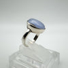 Large Blue Lilac Oval Cabochon Chalcedony Ring in Sterling Silver Size K - L *