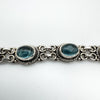 Unusual Blue Glass 8.5” Bracelet in Sterling Silver 925 Heavy 21.9g