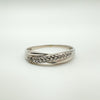 9ct White Gold Diamond Crossover Wedding Eternity Stacking Ring L - M (Replated)