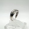 Blue & White Diamond Multi Row Ring in Sterling Silver 925 Q - R