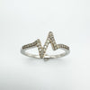 Diamond Heartbeat / Zig Zag Ring in Sterling Silver 925 Size P - Q