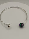 Unusual Flexible Torque Bangle / Cuff / Beaded Coloured Ball Sterling Silver 925