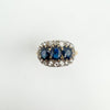 Antique 18ct Gold  1.80ct Trilogy Sapphire & Rose Cut Diamond Ring Size R - S