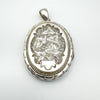 Chunky Antique Engraved Locket in Sterling Silver 925 Ivy & Leaf Design