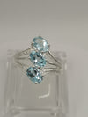 1.5ct Blue Topaz Trilogy Sterling Silver Ring Size N - O Forefinger Ring