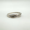 9ct White Gold Diamond Crossover Wedding Eternity Stacking Ring L - M (Replated)