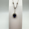 18ct White Gold Sapphire & Diamond Pendant Necklace 16” Chain