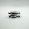 Chunky Double Row Full Eternity Band in Sterling Silver Topaz Amethyst Size I J