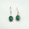 Vintage Green Chrysoprase Shepherds Hook Earrings in Sterling Silver 925