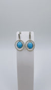 3ct Turquoise & Diamond Drop Earrings on 925 Sterling Silver