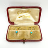 Antique 9ct Gold Turquoise Cufflinks or Collar Clips with Original Box