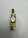 Yellow Enamel & Moonstone Pendant Sterling Silver 925 Heavy 8g *