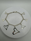 7x Hearts Charm Bracelet in Sterling Silver 925 8g