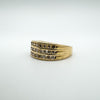 14ct Gold Triple Row 0.33ct Diamond Ring Eternity Wedding Band Size L - M