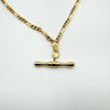 Vintage 9ct Gold Figaro Chain & T-Bar Pendant with Dog Clip 4.8g