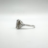 Large Oval Grey & White CZ Ring in Sterling Silver 925 Size P - Q