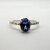 9ct White Gold 0.40ct Tanzanite & Diamond Engagement Stacking Ring Size N - O *