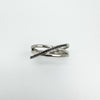 Black CZ Cross Over Band in Sterling Silver Ring Size Q - R