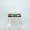 9ct Gold Half Hoop Turquoise & Pearl Ring Size N - O