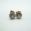 18ct White & Gold Diamond Stud Flower Set Earrings 750 