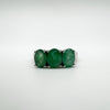 New 1.5ct Emerald Trilogy Ring Sterling Silver  Engagement Eternity Size N - O