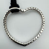 Large Black CZ Open Heart Pendant Sterling Silver 925 & Black Suede 16” Necklace