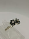 Toi Et Moi Black Flower CZ Ring in Sterling Silver 925 Size N - O