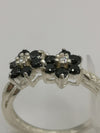 Toi Et Moi Black Flower CZ Ring in Sterling Silver 925 Size N - O