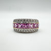 3.5ct Pink Princess Cut CZ Chunky Half Hoop Band Ring Size  S - T