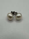 Large Sterling Silver 925 Pearl Stud Earrings *