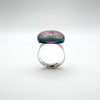 Unusual Large Purple Glass Colour Change Ring in Sterling Silver 925 Size N - O