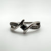 Black CZ & Diamond Ring in Sterling Silver 925 Size P - Q