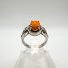 Orange Fire Opal Engagement Stacking Ring in Sterling Silver 925 Size M - N