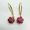 Vintage 10ct Gold Natural Ruby 0.70ct Leverback Earrings Dangle / Drop