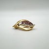 Vintage 9ct Gold & White Gold Ruby & Diamond Brooch Leaf / Flower / Tulip