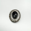 Large Vintage Oval Black Onyx Brooch in Sterling Silver 925